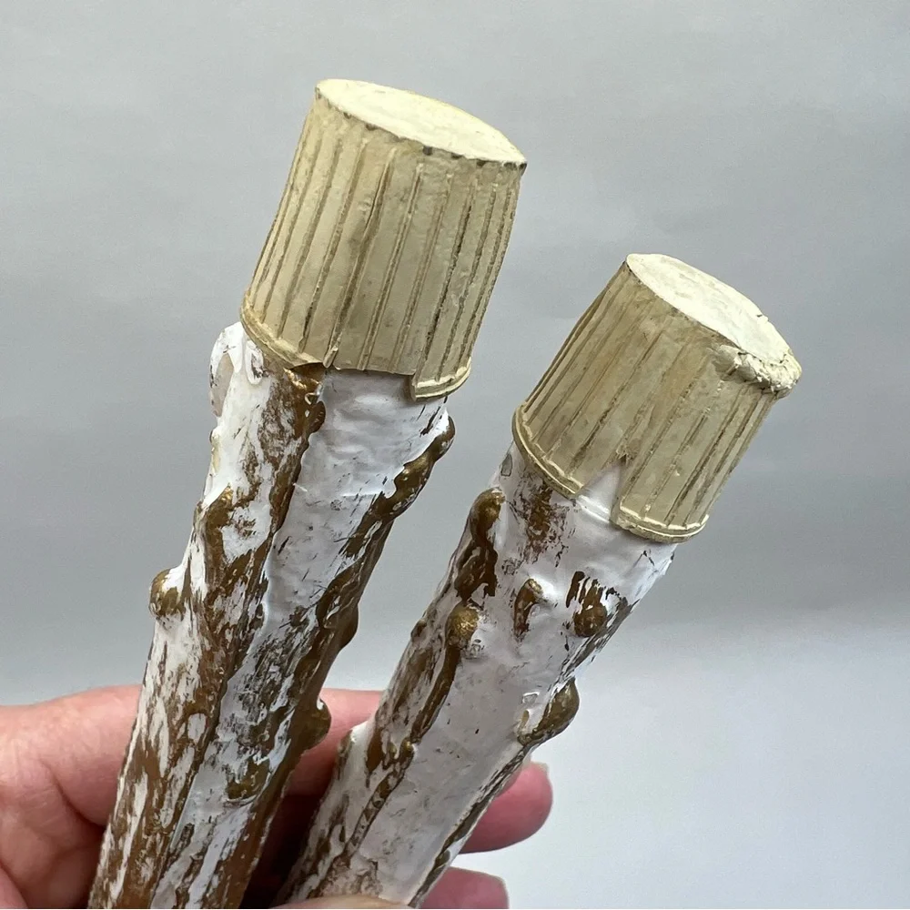 4 MCM Faux Taper Candlesticks Hollywood Regency